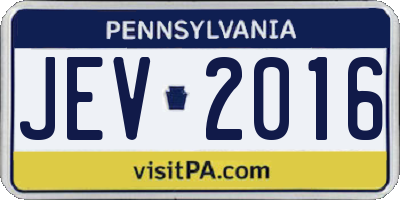PA license plate JEV2016