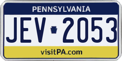 PA license plate JEV2053