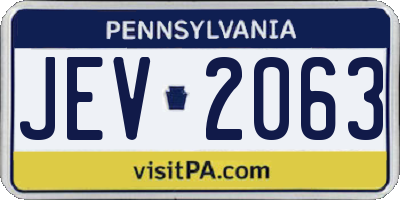 PA license plate JEV2063