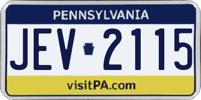 PA license plate JEV2115