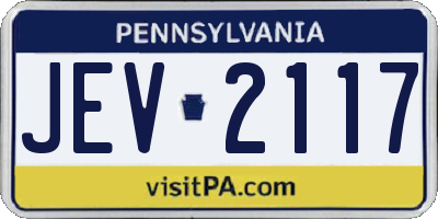 PA license plate JEV2117