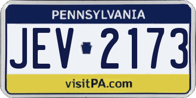 PA license plate JEV2173