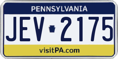 PA license plate JEV2175