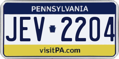 PA license plate JEV2204
