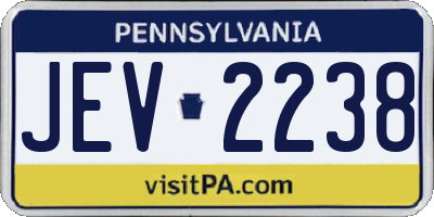 PA license plate JEV2238