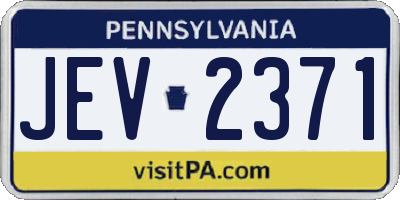 PA license plate JEV2371