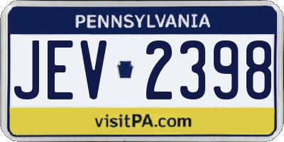 PA license plate JEV2398