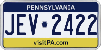 PA license plate JEV2422