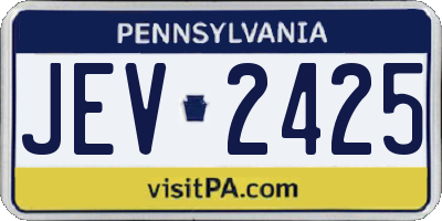 PA license plate JEV2425