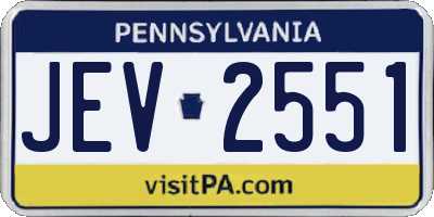 PA license plate JEV2551