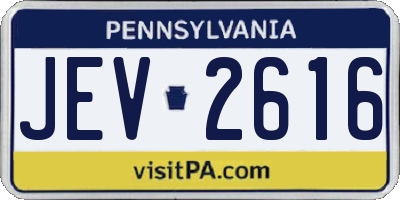 PA license plate JEV2616