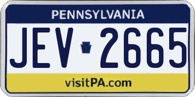 PA license plate JEV2665