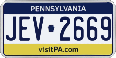 PA license plate JEV2669