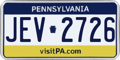PA license plate JEV2726