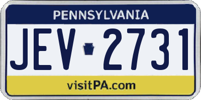 PA license plate JEV2731