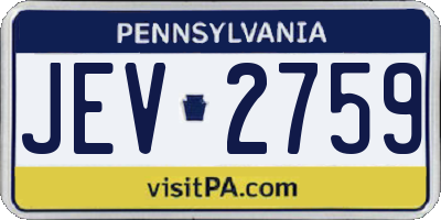 PA license plate JEV2759