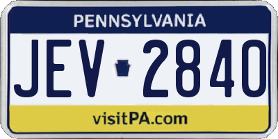PA license plate JEV2840