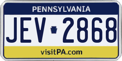 PA license plate JEV2868