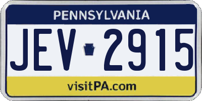 PA license plate JEV2915