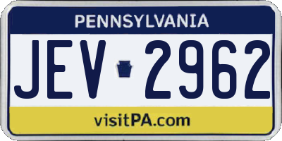 PA license plate JEV2962