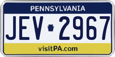 PA license plate JEV2967