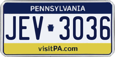 PA license plate JEV3036