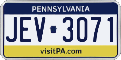 PA license plate JEV3071