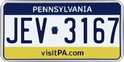 PA license plate JEV3167