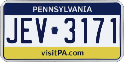 PA license plate JEV3171