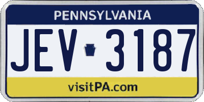 PA license plate JEV3187