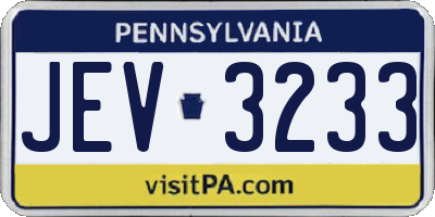 PA license plate JEV3233