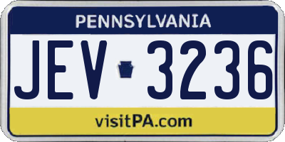 PA license plate JEV3236