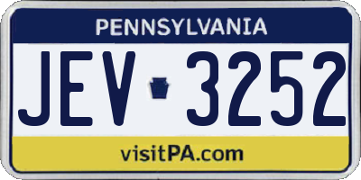 PA license plate JEV3252