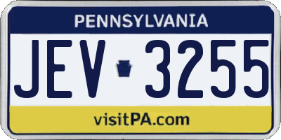 PA license plate JEV3255