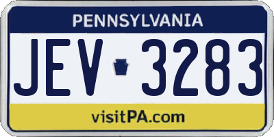 PA license plate JEV3283