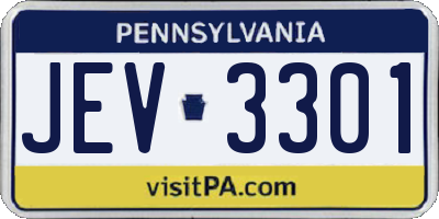 PA license plate JEV3301