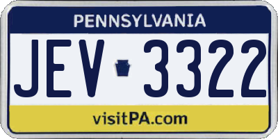 PA license plate JEV3322