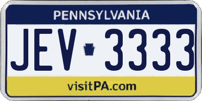 PA license plate JEV3333
