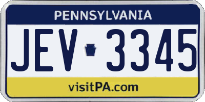 PA license plate JEV3345
