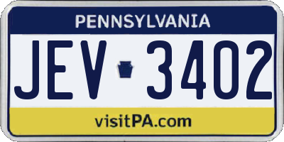 PA license plate JEV3402