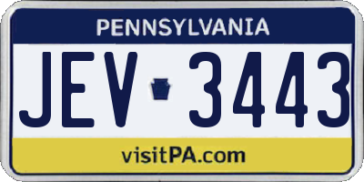 PA license plate JEV3443