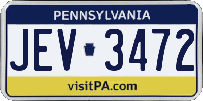 PA license plate JEV3472