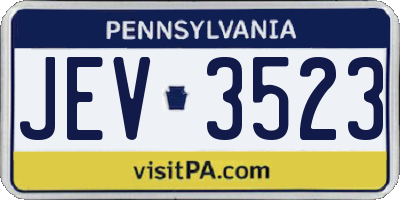 PA license plate JEV3523