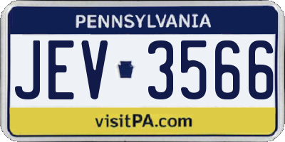 PA license plate JEV3566