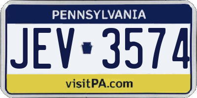 PA license plate JEV3574