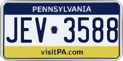 PA license plate JEV3588
