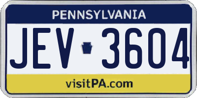 PA license plate JEV3604