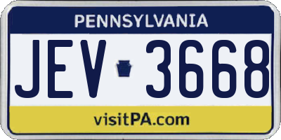 PA license plate JEV3668