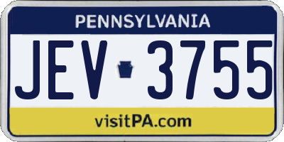 PA license plate JEV3755