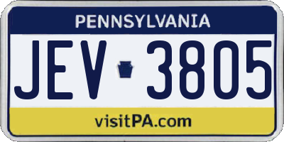 PA license plate JEV3805